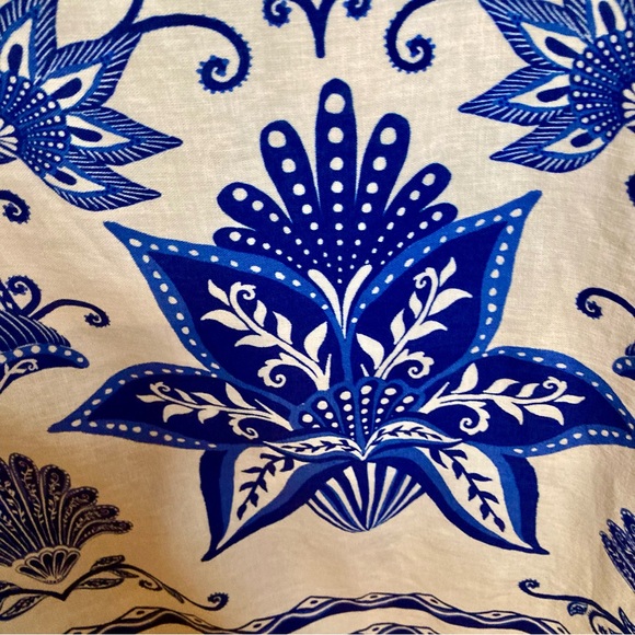 NEW FARM Rio Off-White Shell Garden
Midi Dress Beaded Straps Linen Blue Size XL - Picture 10 of 16